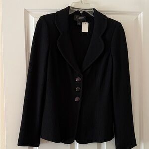 St. John Classic Black Blazer with Button Detail
